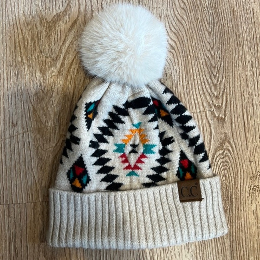 C.C Beanie | southwest print beanie with Pom Pom